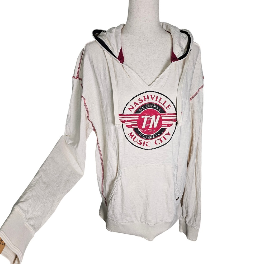 Premium 51 Nashville Music City TN Hoodie Sweatshirt Oatmeal Color Red Size XL